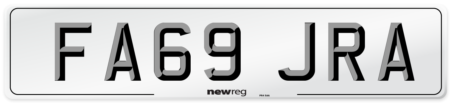 FA69 JRA Number Plate from New Reg
